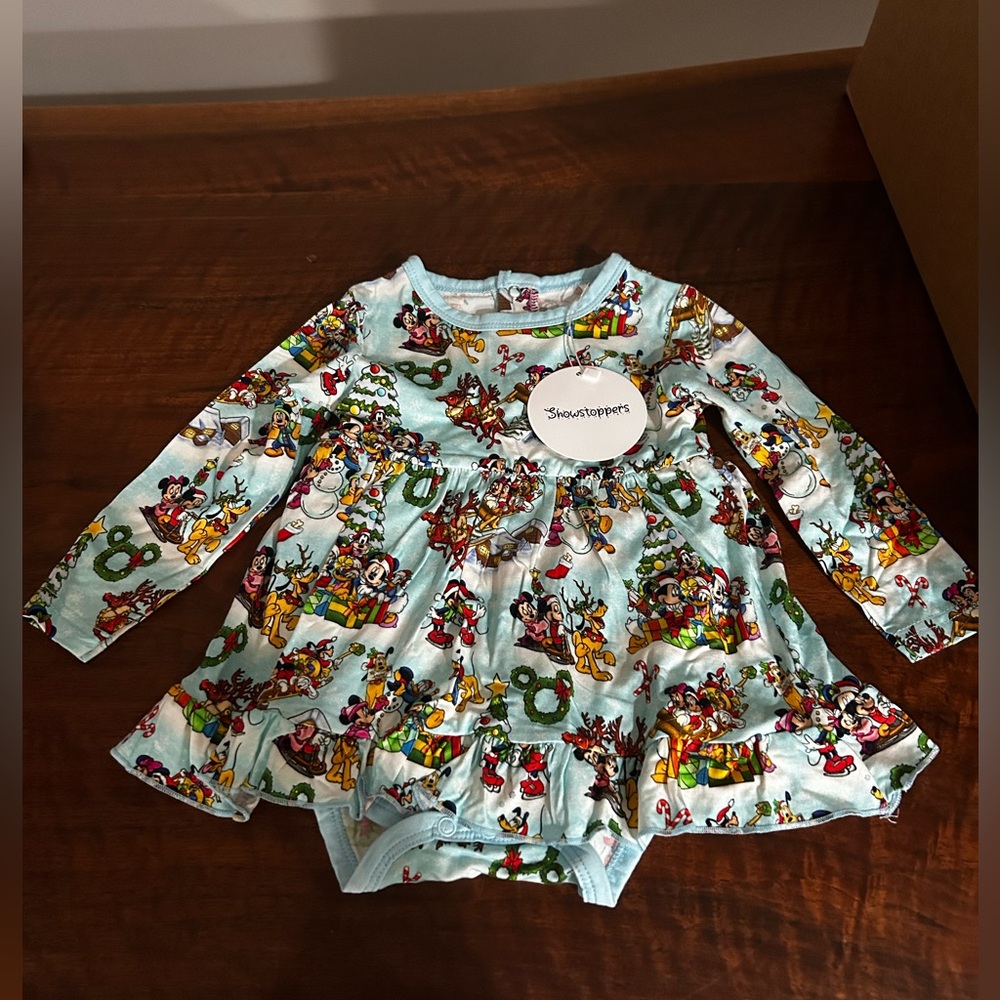 Showstoppers Mickey Mouse Christmas dress with bodysuit 12-18 months